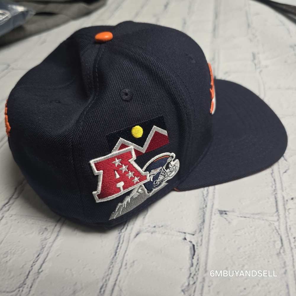 Pro Standard Denver Broncos NFL Snapback Hat Navy Blue Orange Leather Button NEW